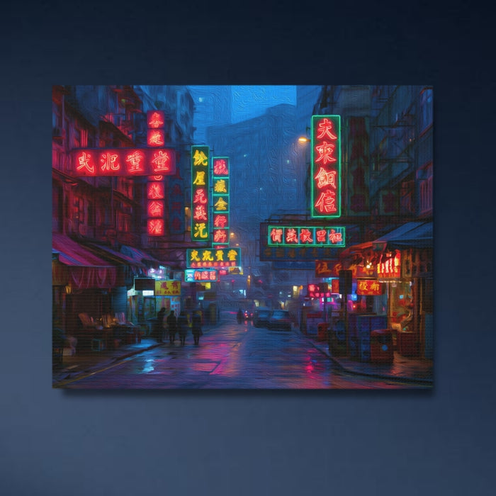 Hong Kong, China | Hong Kong Neon Night Street | Original Series Gallery Canvas