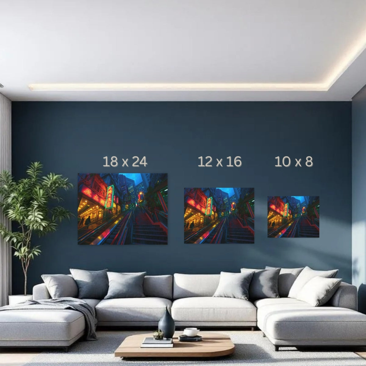 Hong Kong, China | Hong Kong Neon Stairway Night | Original Series Gallery Canvas detail