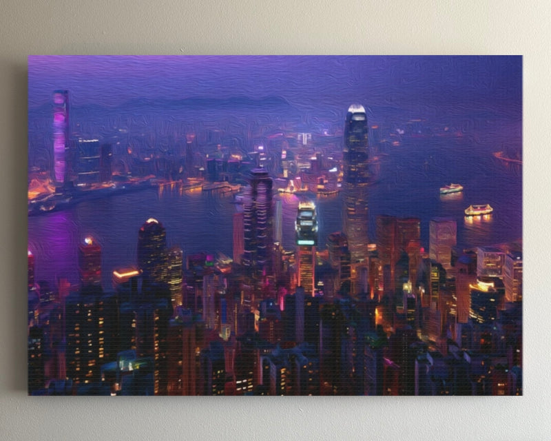 Hong Kong, China | Hong Kong Victoria Harbour Night Skyline | Original Series Gallery Canvas