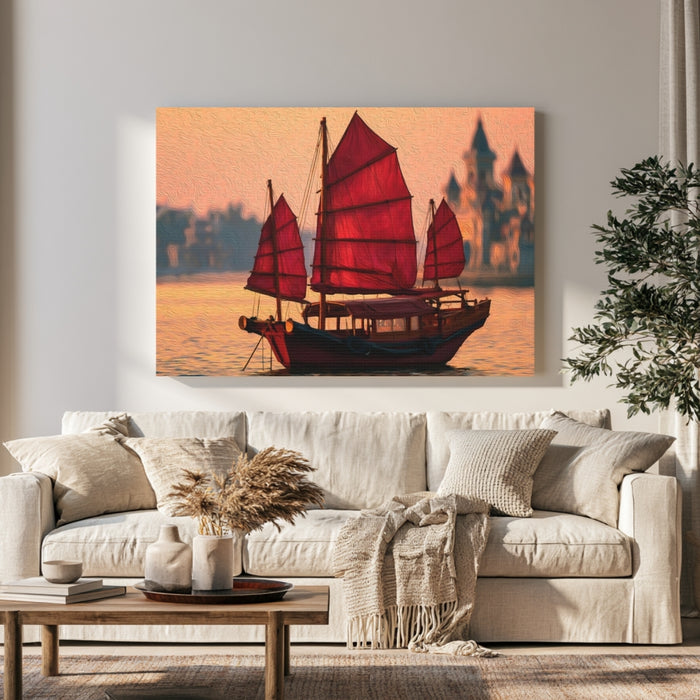 Hong Kong Harbor Junk Boat