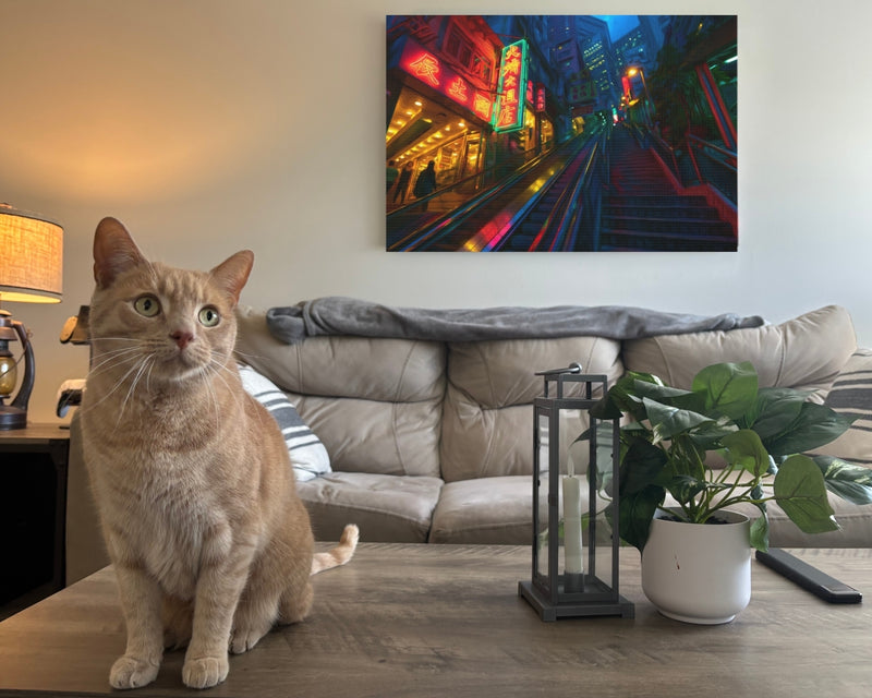 Hong Kong, China | Hong Kong Neon Stairway Night | Original Series Gallery Canvas