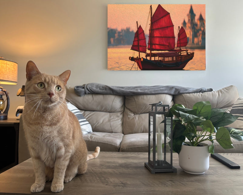 Hong Kong, China | Hong Kong Harbor Junk Boat | Original Series Gallery Canvas