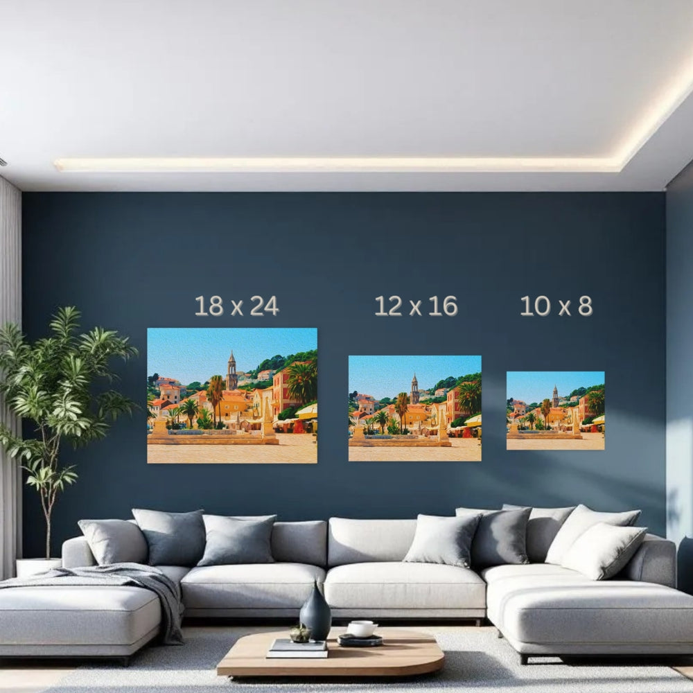 Hvar, Croatia | Hvar Harbor Promenade | Original Series Gallery Canvas detail