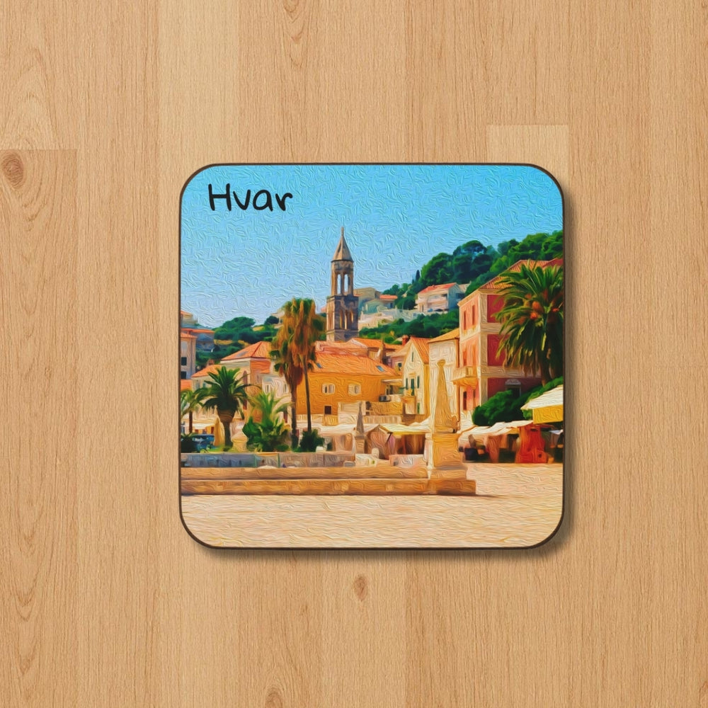 Hvar, Croatia | Hvar Harbor Promenade | Original Series Hardboard Coaster
