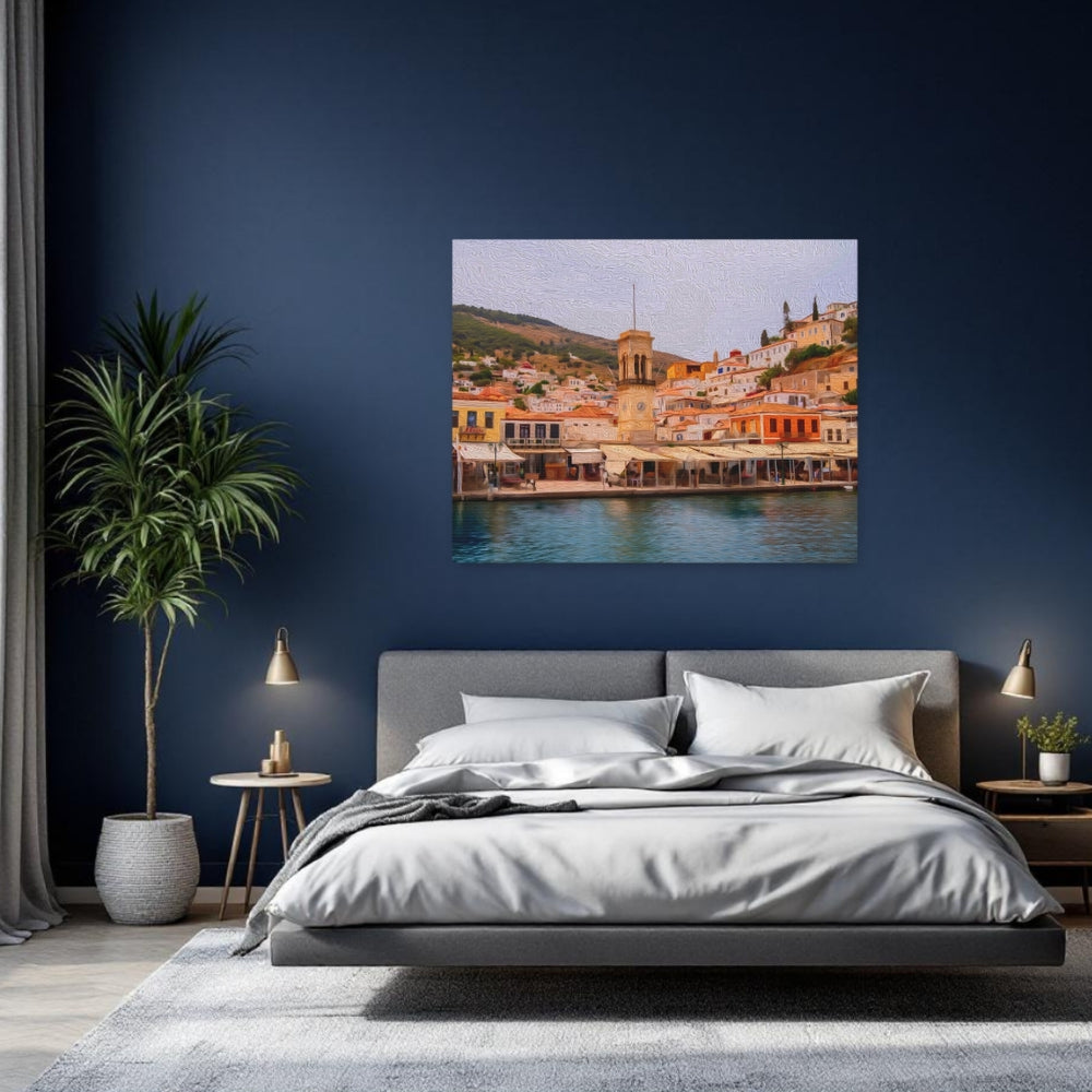 Hydra, Greece | Hydra Harbour Waterfront | Original Series Gallery Canvas detail