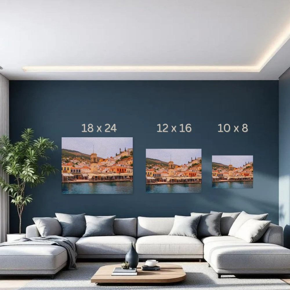Hydra, Greece | Hydra Harbour Waterfront | Original Series Gallery Canvas detail