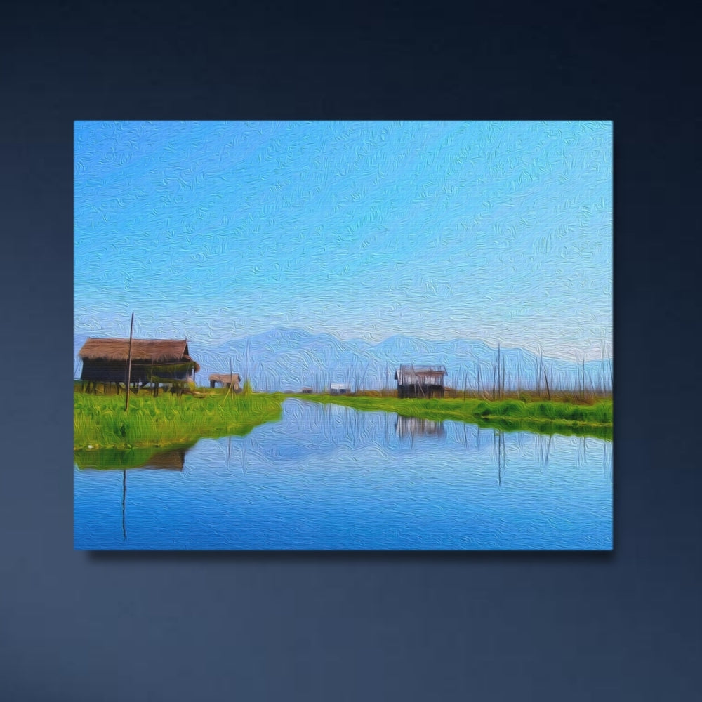 Inle Lake, Myanmar | Floating Villages on Lake | Original Series Gallery Canvas detail