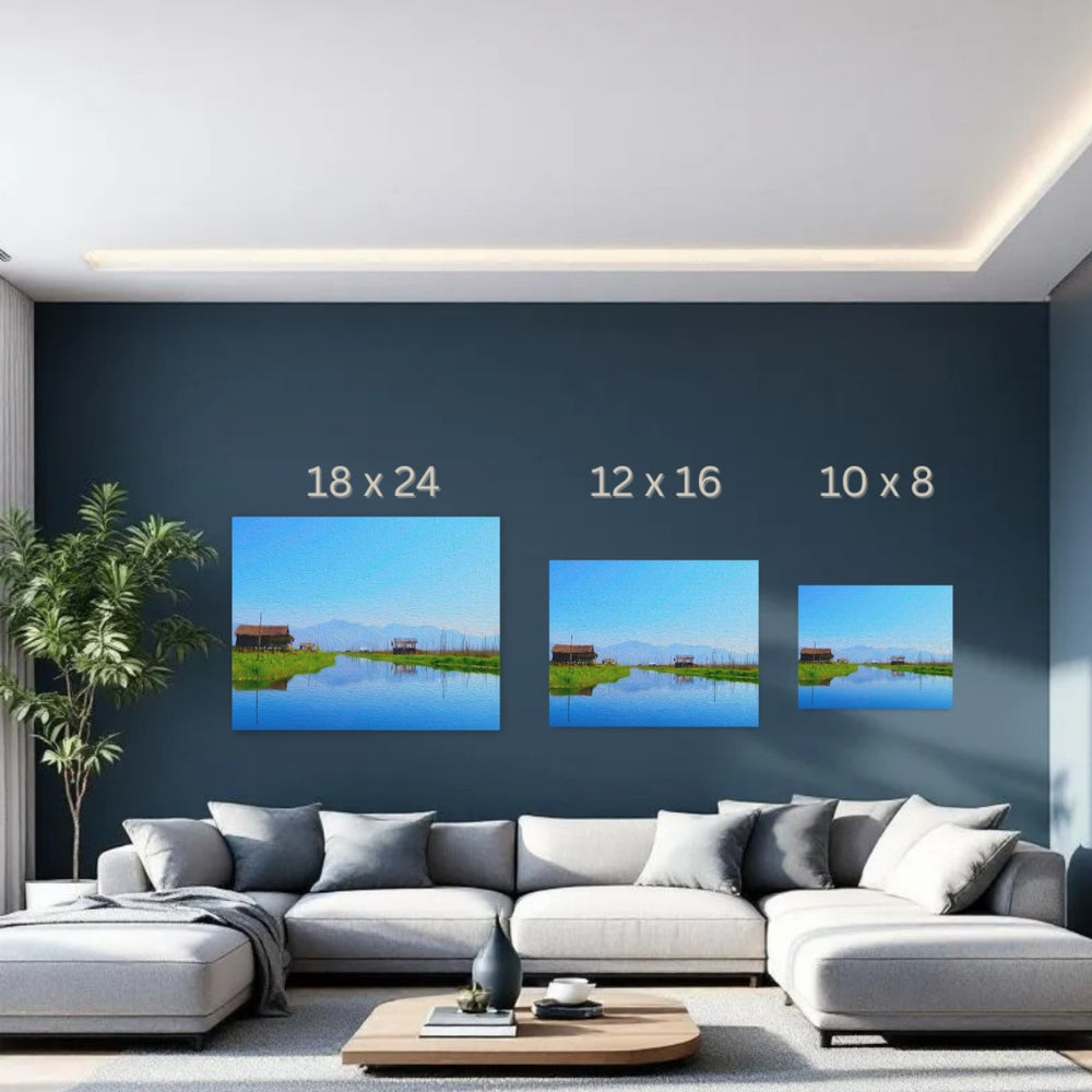 Inle Lake, Myanmar | Floating Villages on Lake | Original Series Gallery Canvas detail