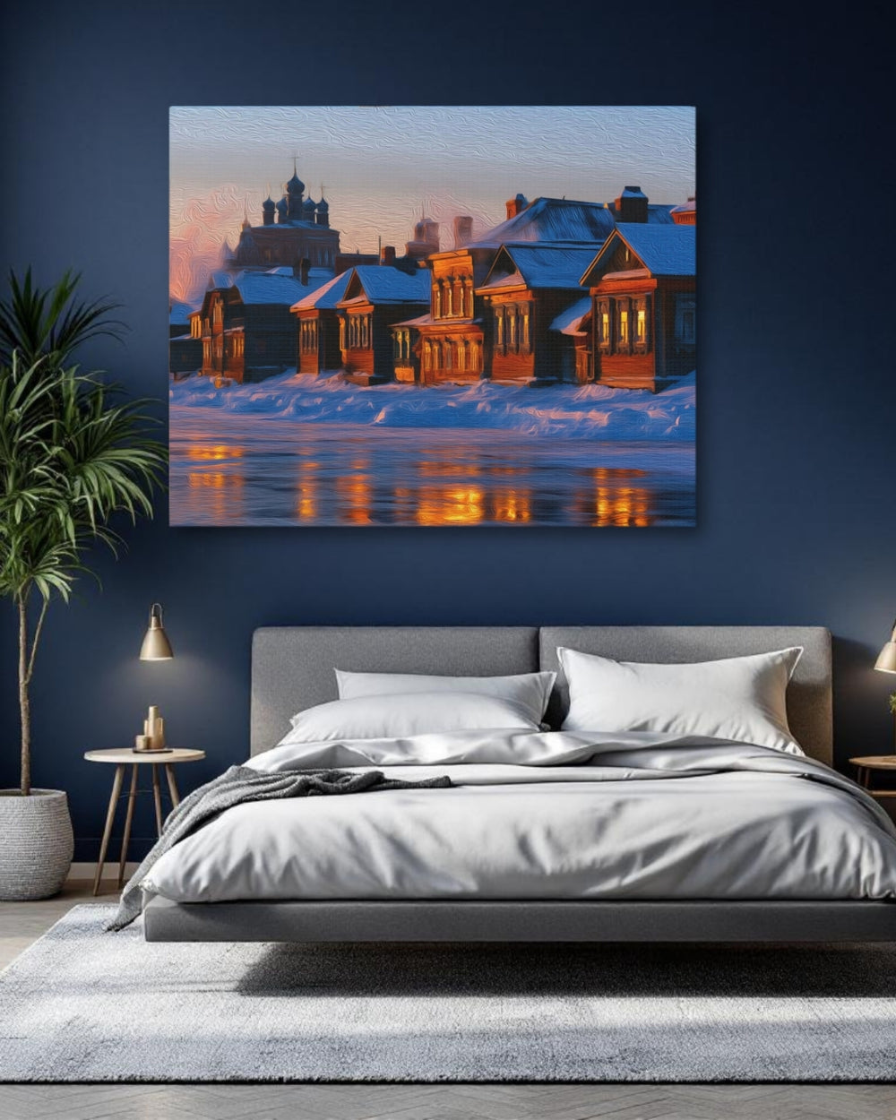 Irkutsk, Russia | Siberian Winter Riverside Village | Original Series Gallery Canvas detail