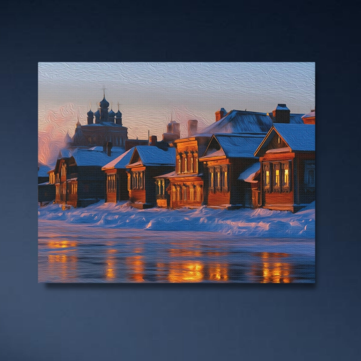 Siberian Winter Riverside Village — Irkutsk, Russia, close-up detail