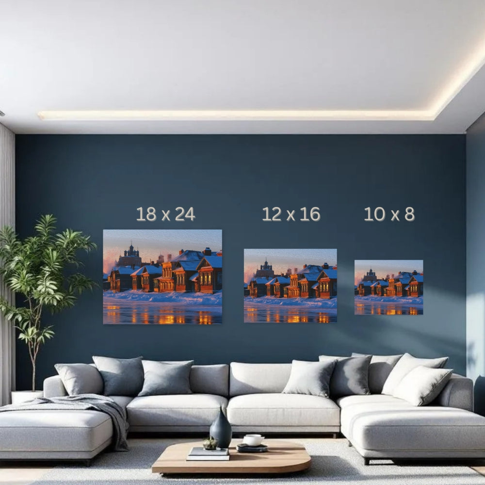 Irkutsk, Russia | Siberian Winter Riverside Village | Original Series Gallery Canvas detail