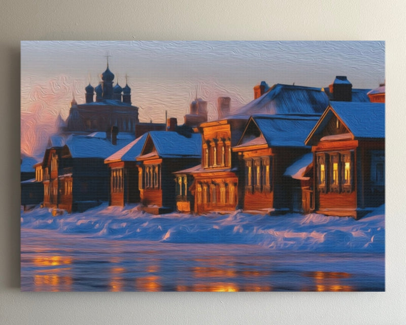 Siberian Winter Riverside Village — Irkutsk, Russia