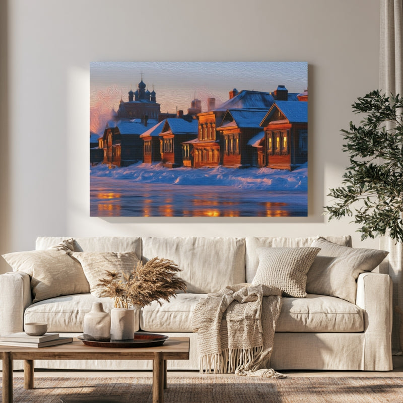 Siberian Winter Riverside Village — Irkutsk, Russia, view 1