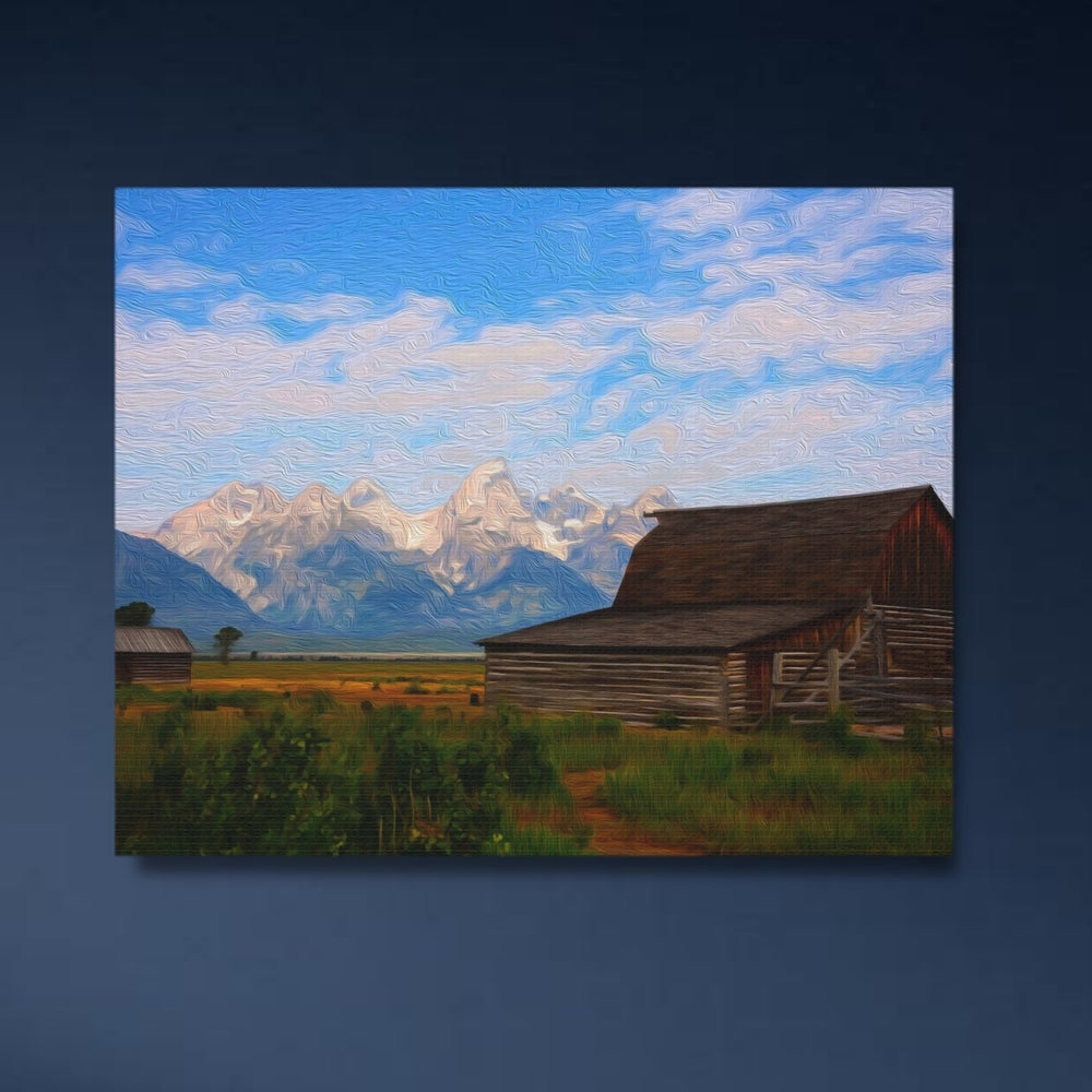 Jackson Hole, Wyoming | Grand Teton Barn Landscape | Original Series Gallery Canvas detail