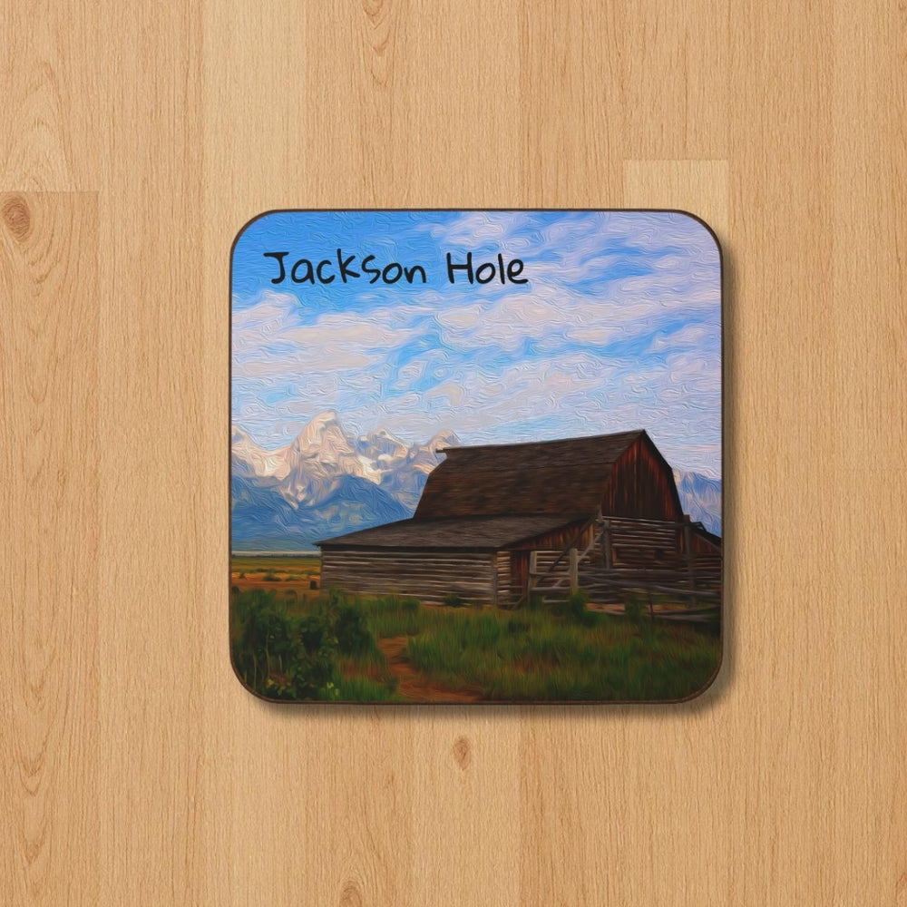 Jackson Hole, Wyoming | Grand Teton Barn Landscape | Original Series Hardboard Coaster