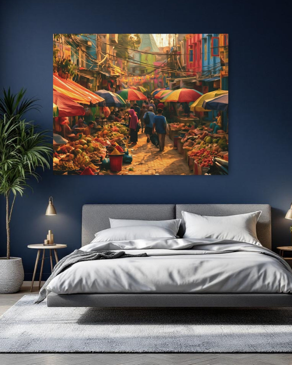 Jakarta, Indonesia | Bustling Street Market Scene | Original Series Gallery Canvas detail