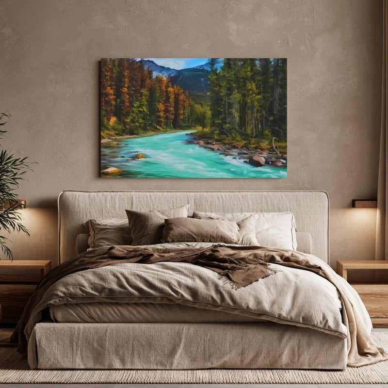 Mountain River Through Forest — Jasper, Alberta, view 6