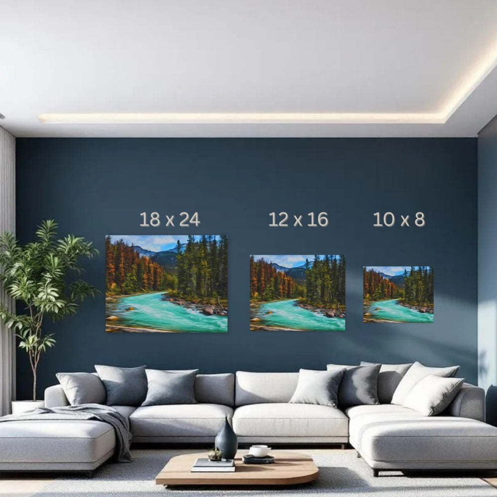 Jasper, Alberta | Mountain River Through Forest | Original Series Gallery Canvas detail