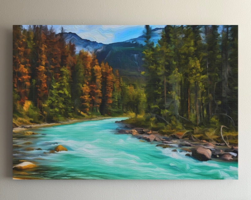 Mountain River Through Forest — Jasper, Alberta