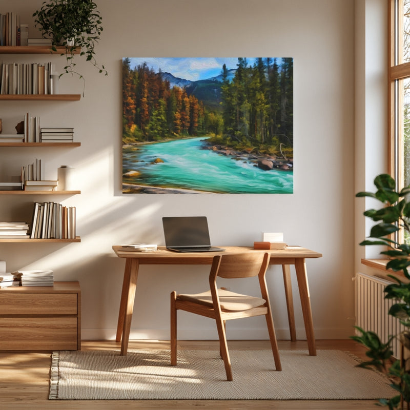 Mountain River Through Forest — Jasper, Alberta, view 4