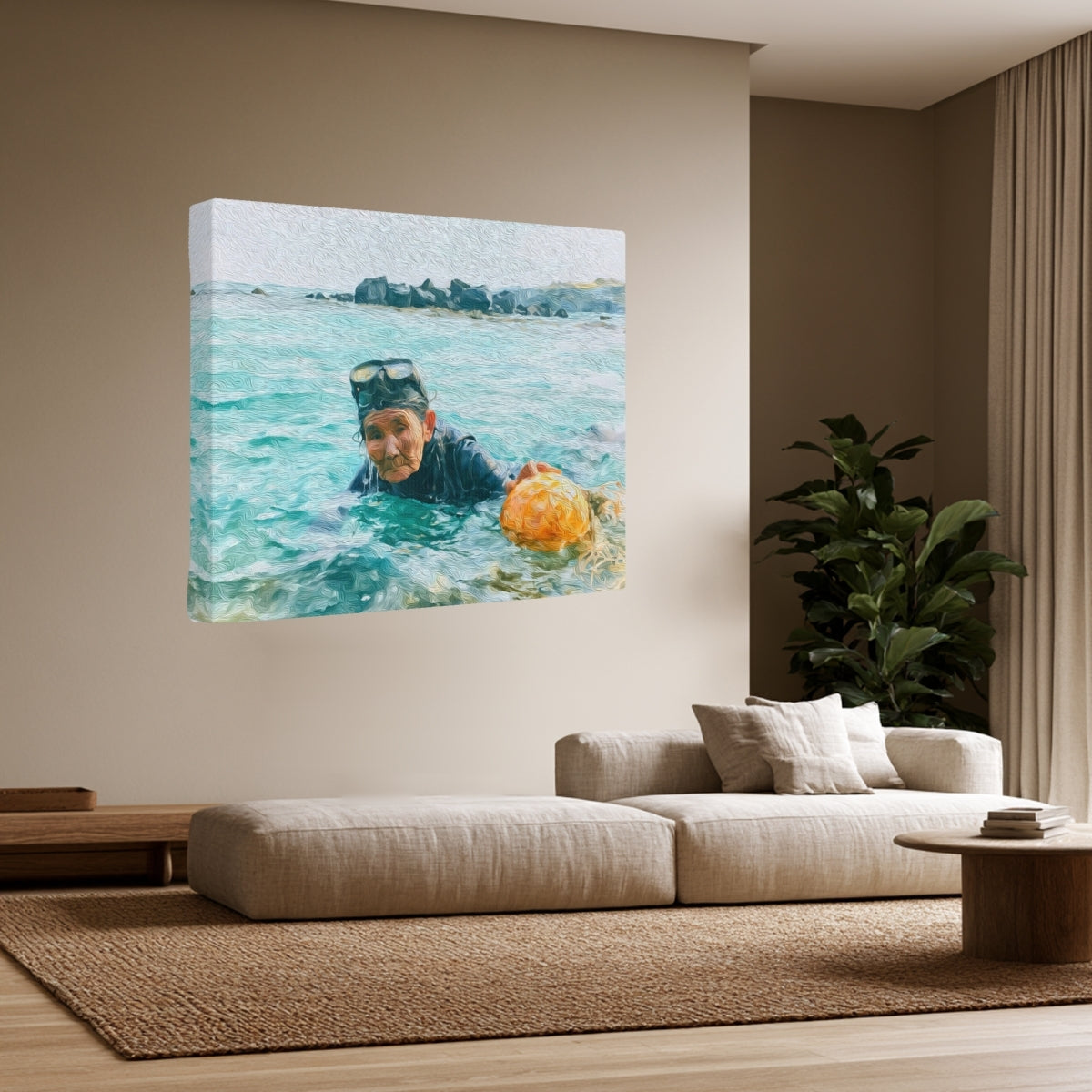 Jeju Haenyeo Diver Emerging Sea — Jeju Island, South Korea, view 2