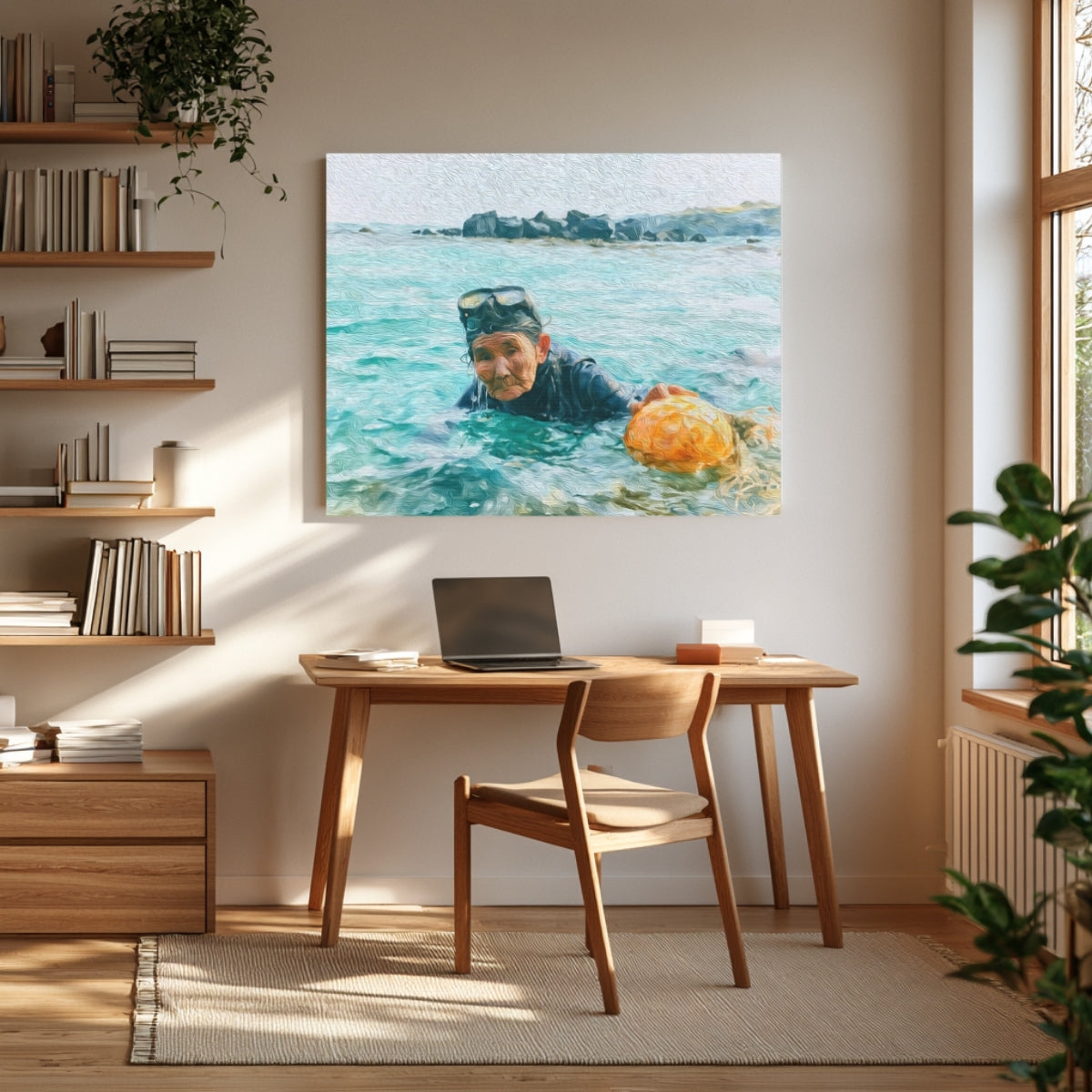 Jeju Haenyeo Diver Emerging Sea — Jeju Island, South Korea, view 3
