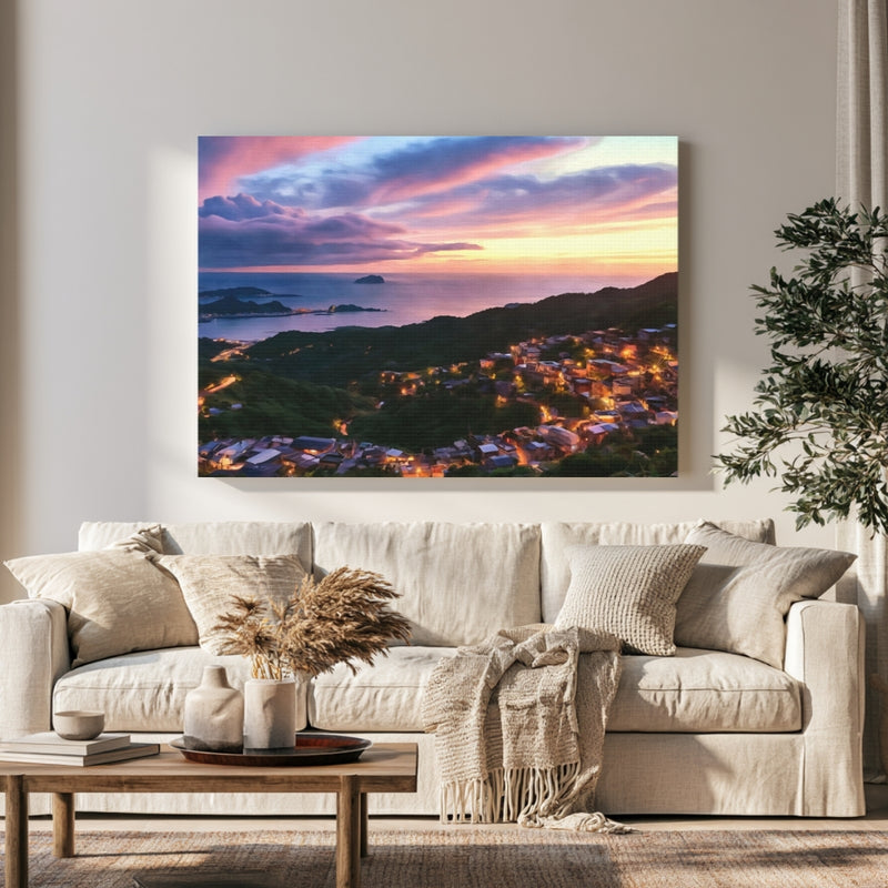 Jiufen Hillside Village Sunset in a room — Jiufen, Taiwan
