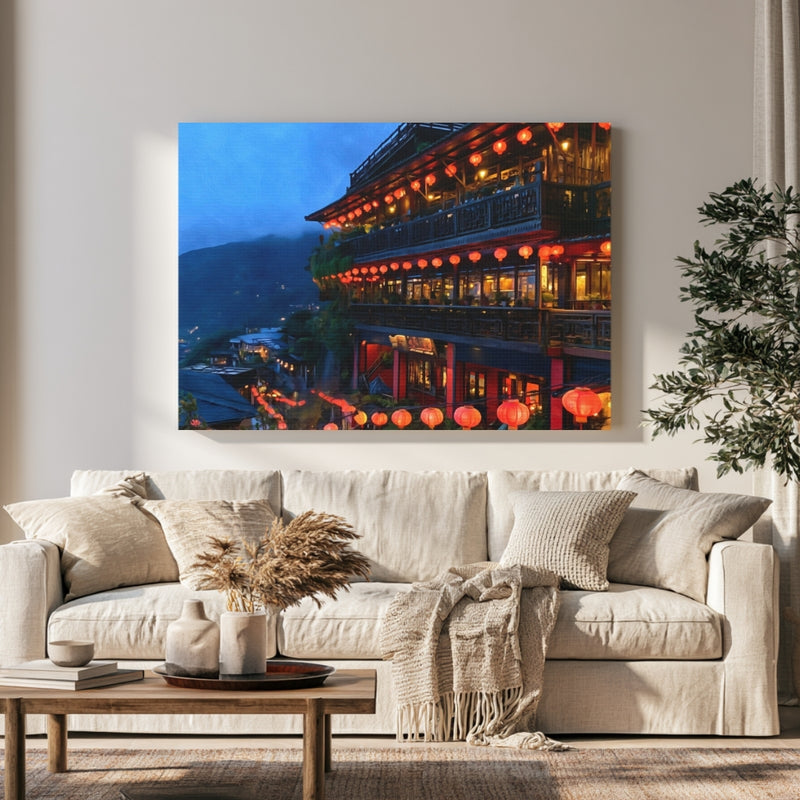 Jiufen Teahouse Lantern Steps in a room — Jiufen, Taiwan
