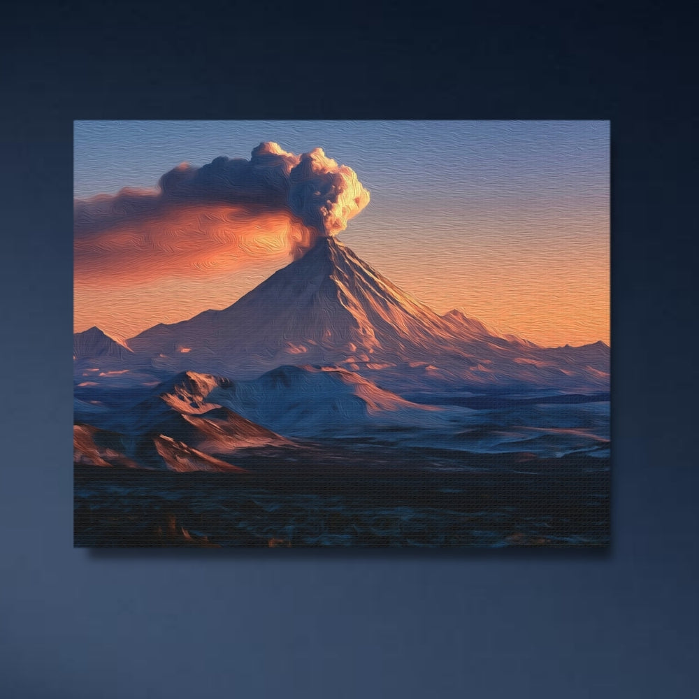 Kamchatka Peninsula, Russia | Volcanic Eruption at Sunset | Original Series Gallery Canvas detail