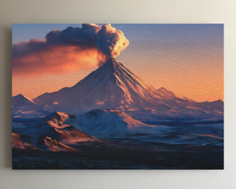 Klyuchevskaya Sopka Eruption At Sunset — Kamchatka Peninsula, Russia