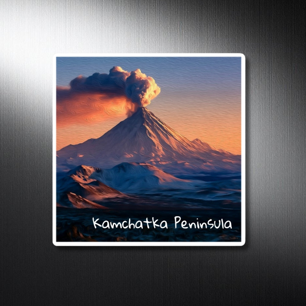 Kamchatka Peninsula, Russia | Volcanic Eruption at Sunset | Original Series Decorative Magnet