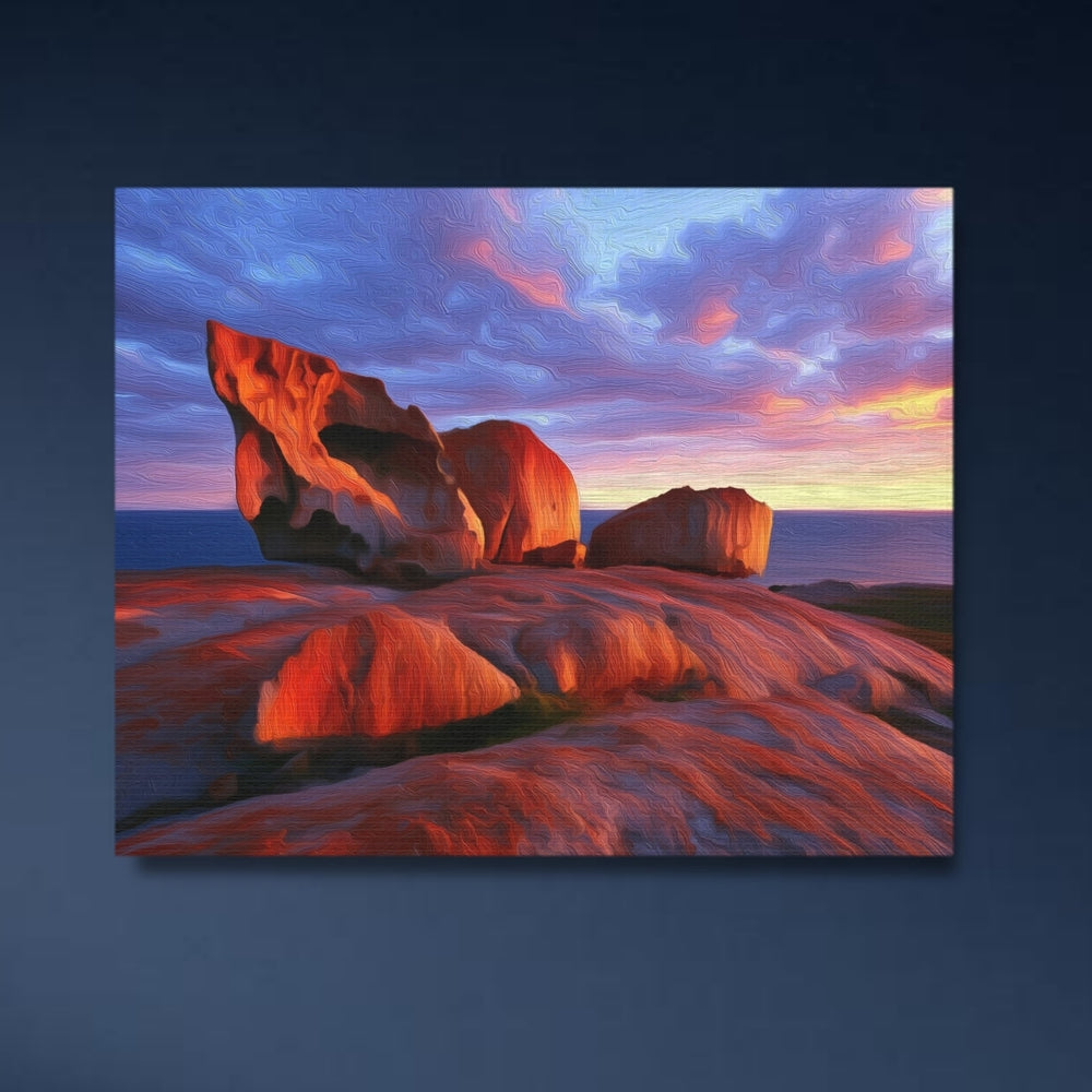 Kangaroo Island, Australia | Remarkable Rocks Coastal Sunset | Original Series Gallery Canvas detail