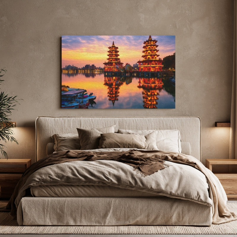 Dragon Tiger Pagodas at Dusk — Kaohsiung, Taiwan, view 6