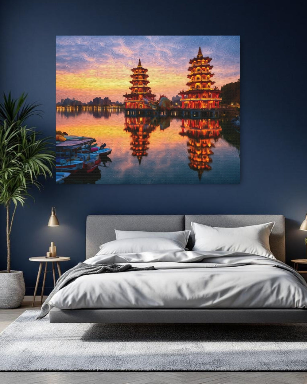 Kaohsiung, Taiwan | Dragon Tiger Pagodas at Dusk | Original Series Gallery Canvas detail