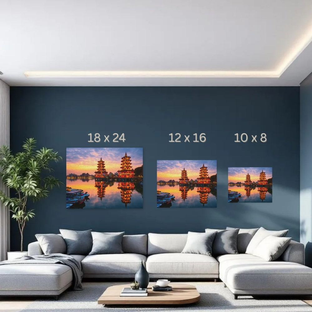 Kaohsiung, Taiwan | Dragon Tiger Pagodas at Dusk | Original Series Gallery Canvas detail