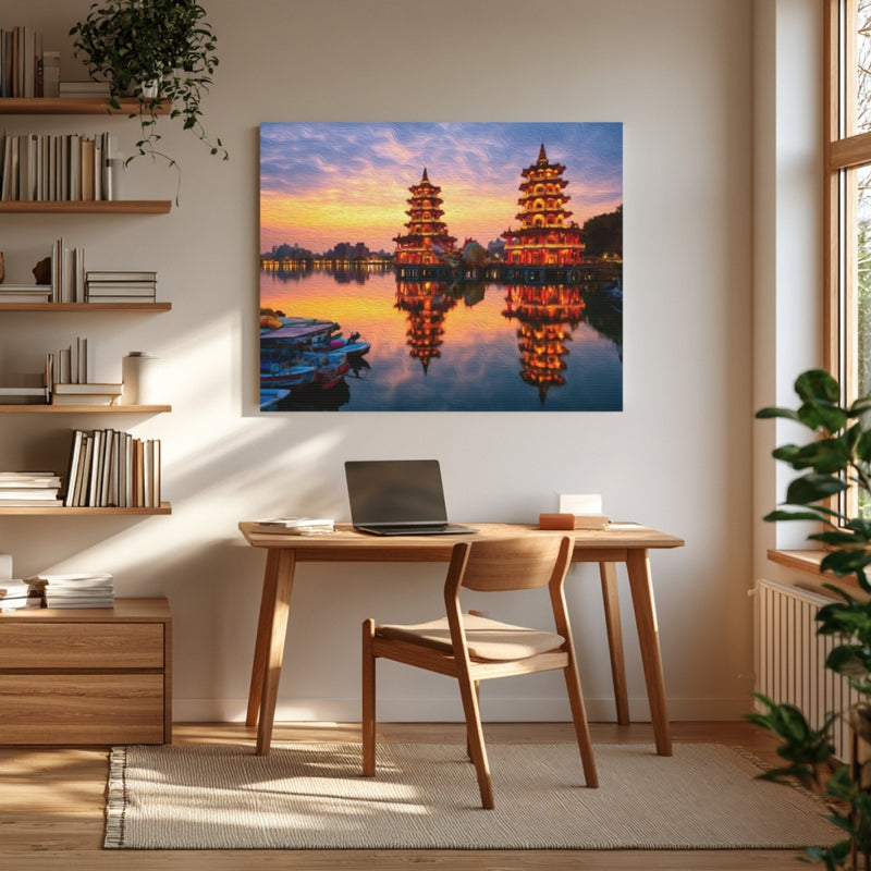 Dragon Tiger Pagodas at Dusk — Kaohsiung, Taiwan, view 4