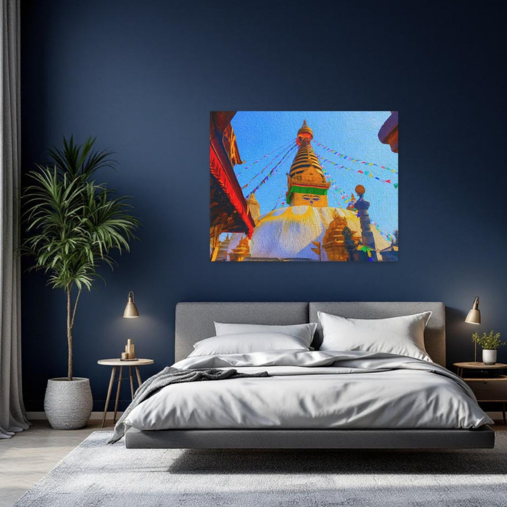 Kathmandu, Nepal | Swayambhunath Stupa Prayer Flags | Original Series Gallery Canvas detail