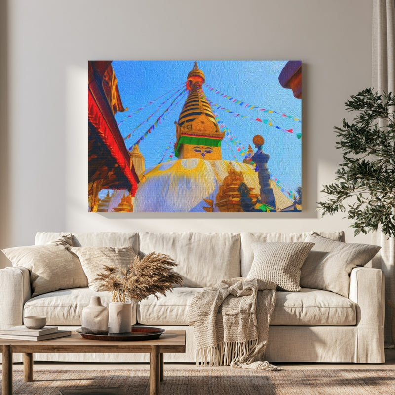Swayambhunath Stupa Prayer Flags — Kathmandu, Nepal, view 1
