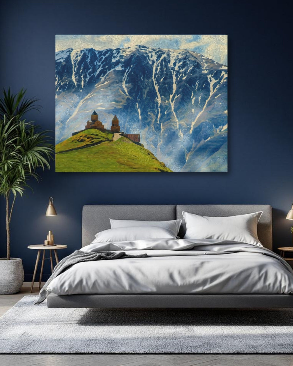 Kazbegi, Georgia | Gergeti Trinity Church Mountains | Original Series Gallery Canvas detail