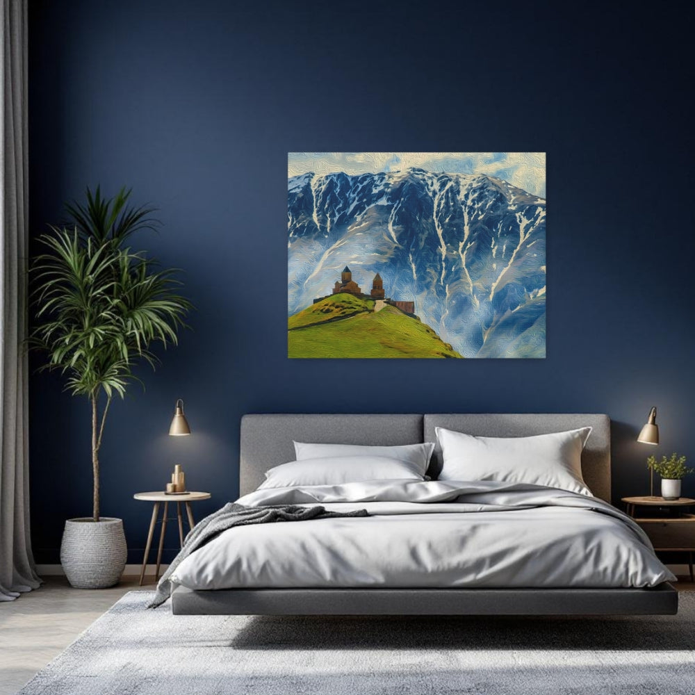 Kazbegi, Georgia | Gergeti Trinity Church Mountains | Original Series Gallery Canvas detail