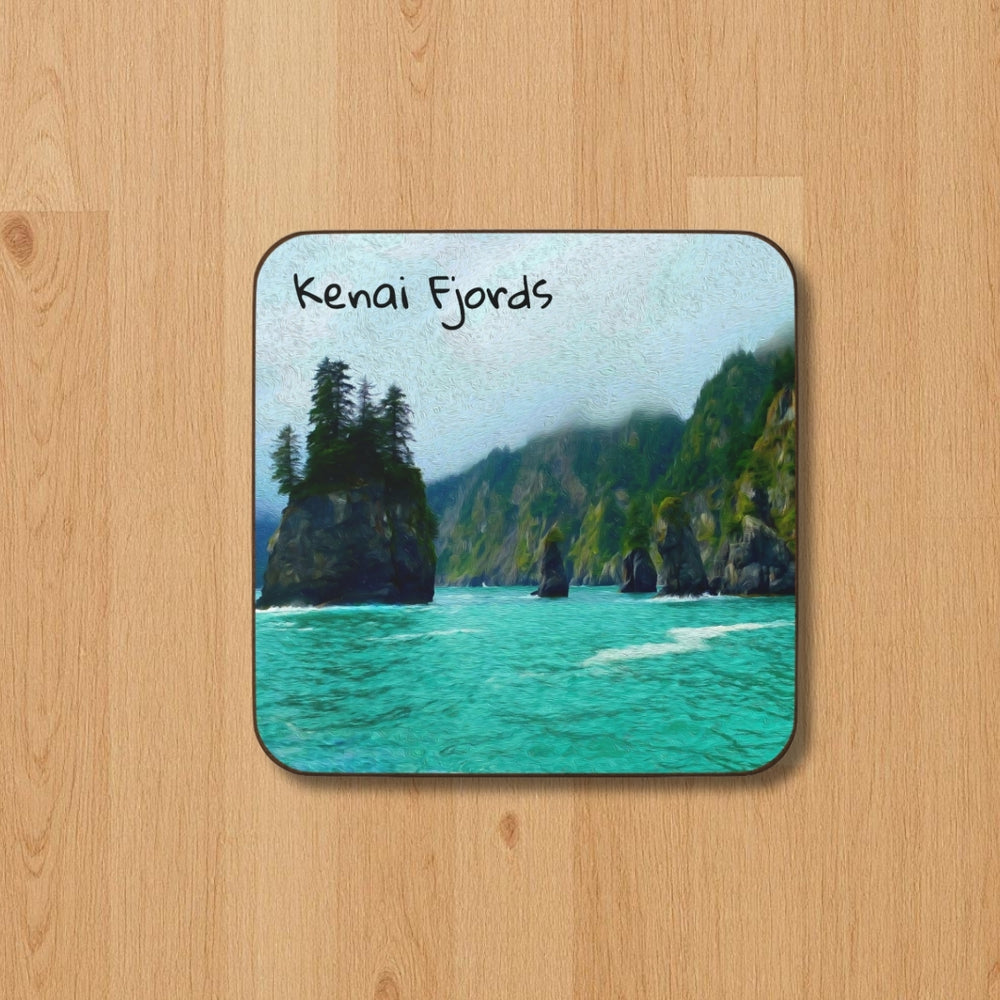 Kenai Fjords, Alaska | Rugged Coastal Fjord Seascape | Original Series Hardboard Coaster