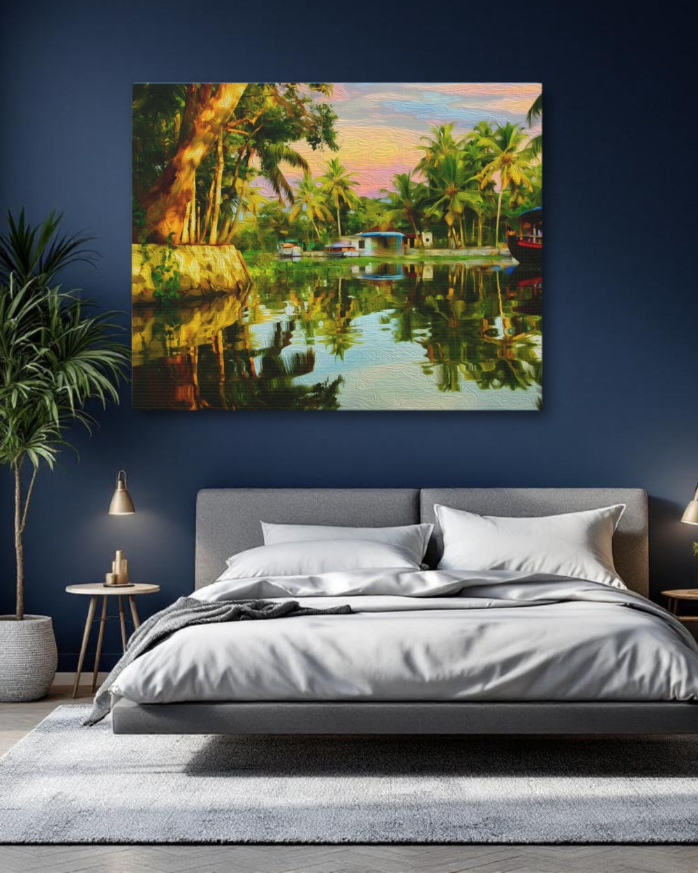 Kerala Backwaters, India | Kerala Backwaters Canal Scene | Original Series Gallery Canvas detail