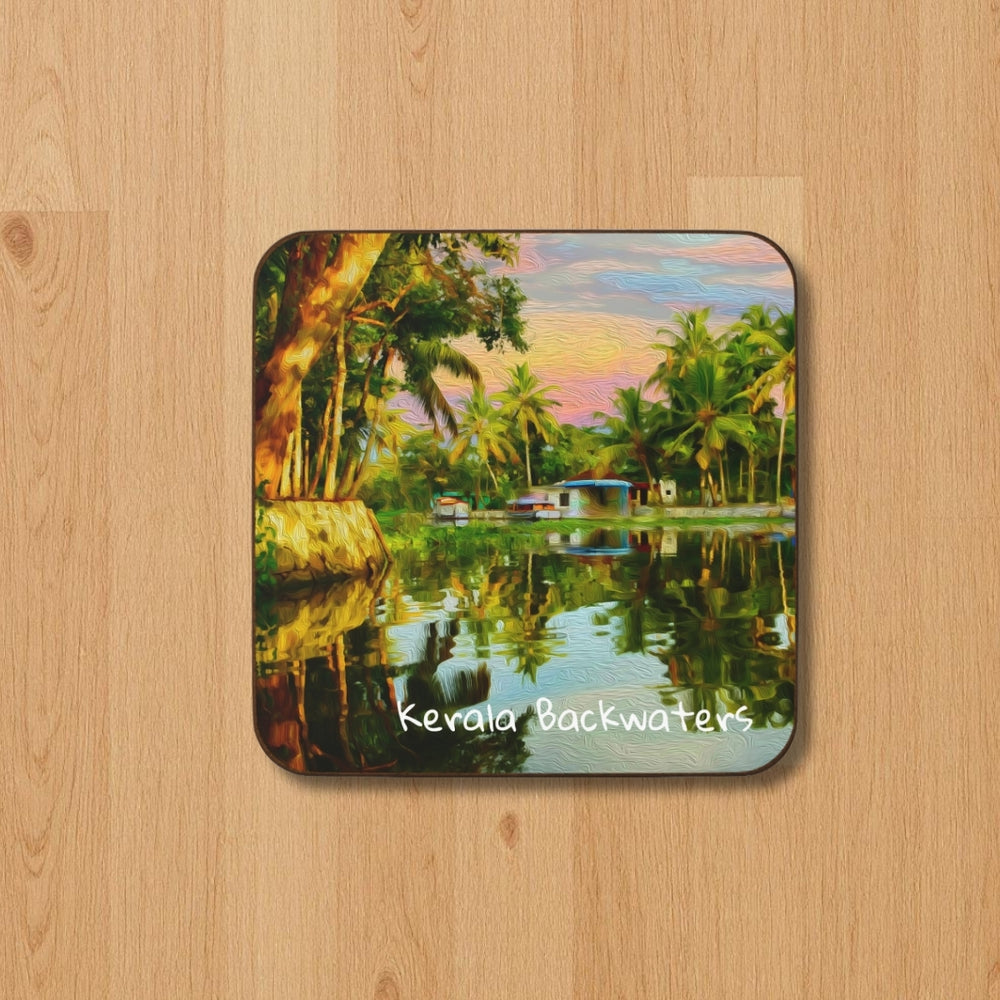 Kerala Backwaters, India | Kerala Backwaters Canal Scene | Original Series Hardboard Coaster