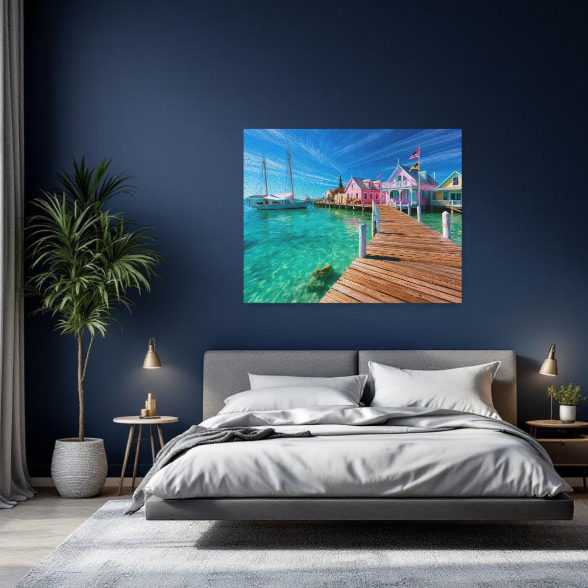 Key West, Florida | Key West Harbor Waterfront Boardwalk | Original Series Gallery Canvas detail