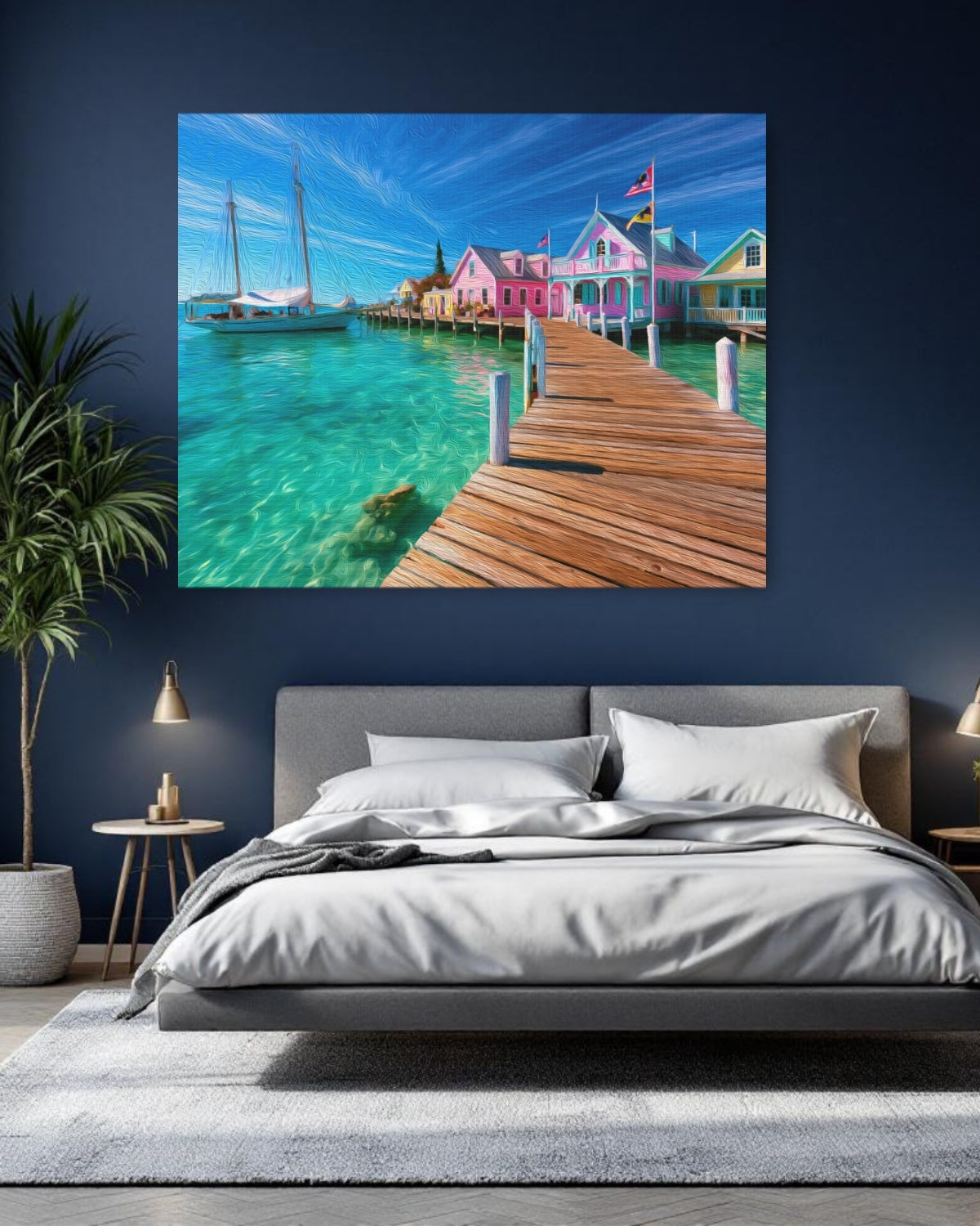 Key West, Florida | Key West Harbor Waterfront Boardwalk | Original Series Gallery Canvas detail