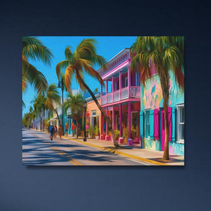 Key West, Florida | Duval Street Colorful Storefronts | Original Series Gallery Canvas