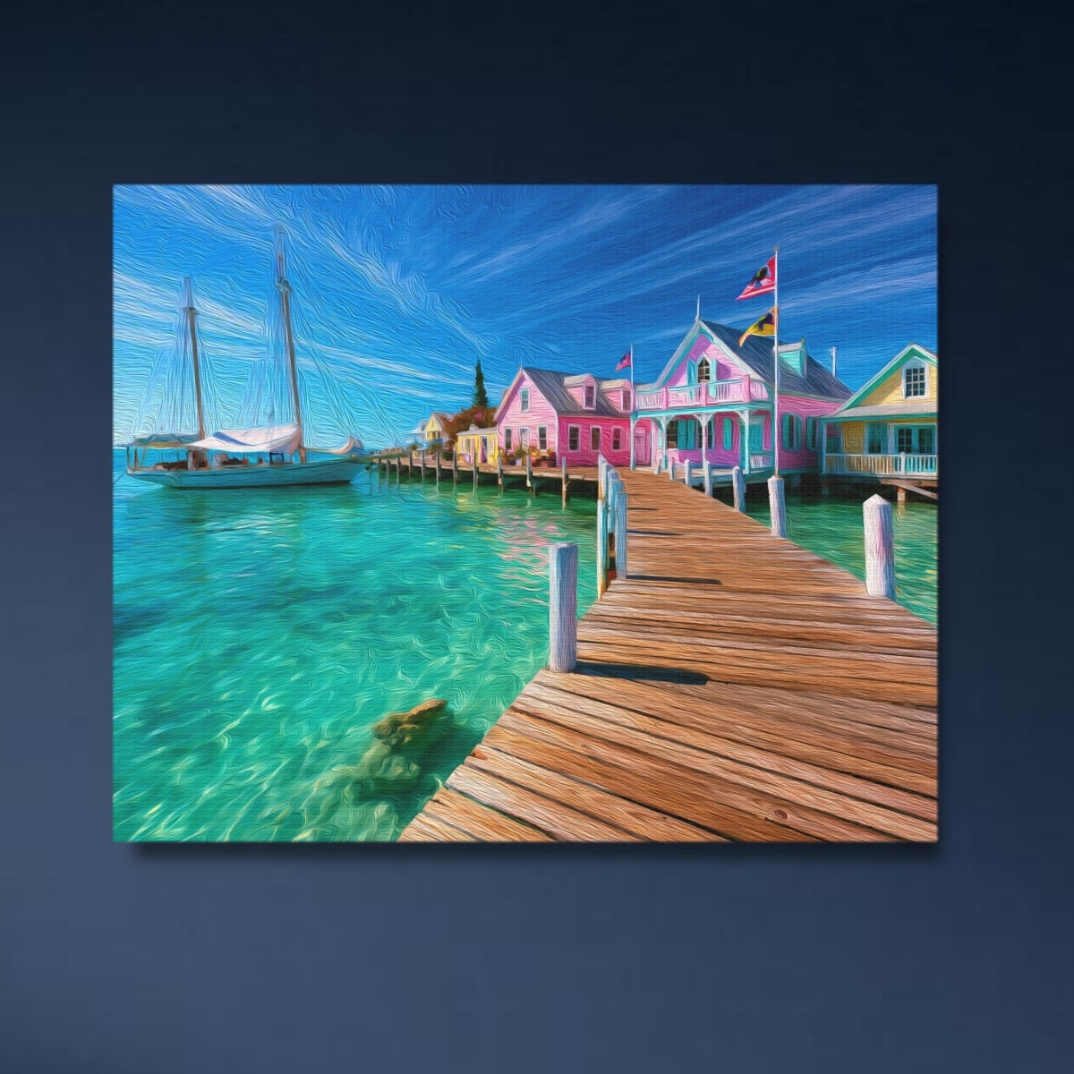 Key West, Florida | Key West Harbor Waterfront Boardwalk | Original Series Gallery Canvas close-up detail
