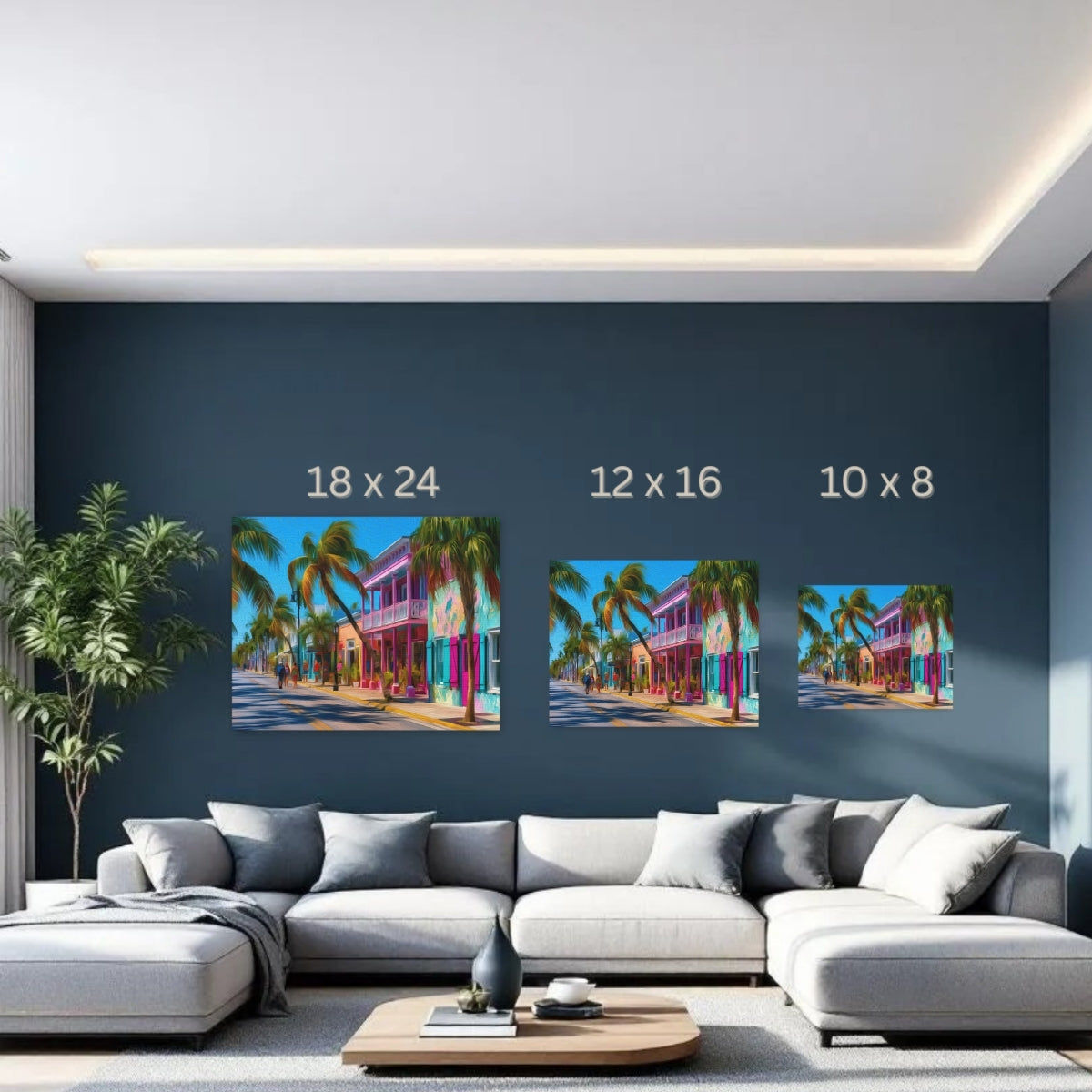 Key West, Florida | Duval Street Colorful Storefronts | Original Series Gallery Canvas detail