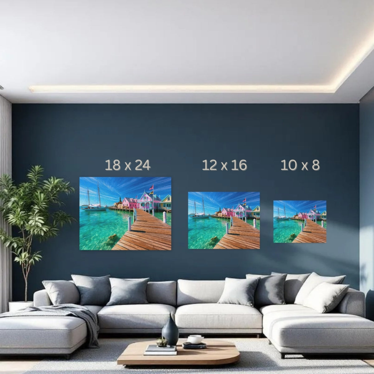 Key West, Florida | Key West Harbor Waterfront Boardwalk | Original Series Gallery Canvas detail