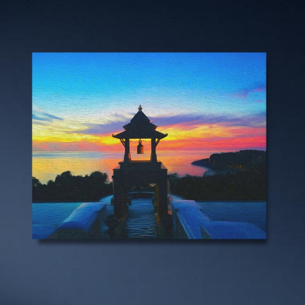Koh Lanta, Thailand | Sunset Bell Tower Shrine | Original Series Gallery Canvas detail